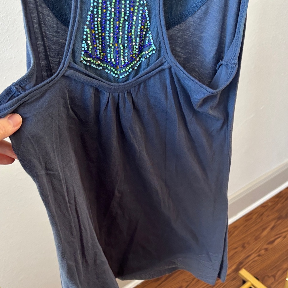 Women's Beaded Blue Top - Picture 4 of 8